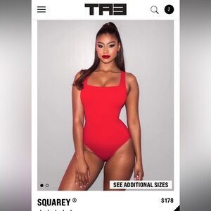 TA3 Squarey One Piece Swimsuit in Red Sz.L